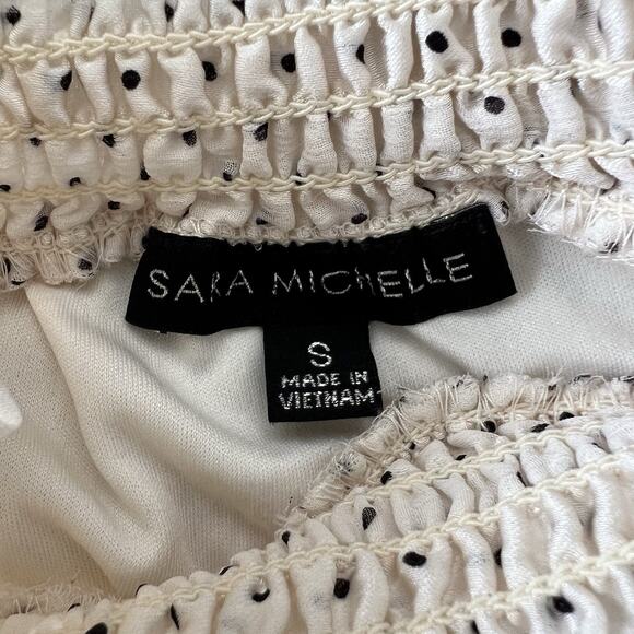 Sarah Michelle Sleeveless Top MEDIUM Turtleneck Ivory Lined Polka-Dot Elegant - Picture 2 of 6